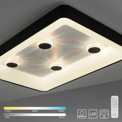 Rechthoekige LED plafondlamp zwart met kristaleffect>Straluma Hot