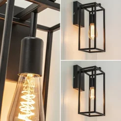 Rechthoekige wandlamp mat zwart frame><noscript><img width=