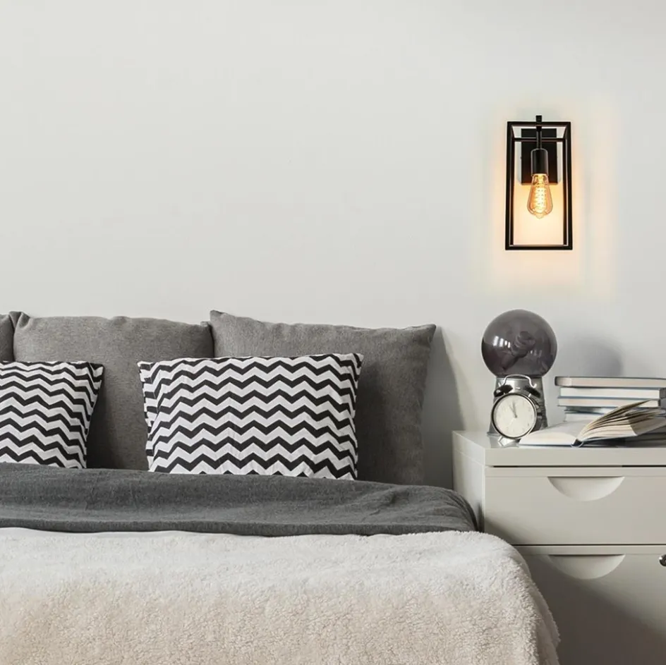 Rechthoekige wandlamp mat zwart frame>Straluma Hot