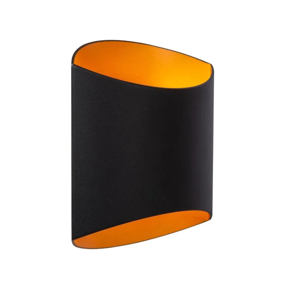 Rechthoekige wandlamp mat zwart met goud>Straluma Best