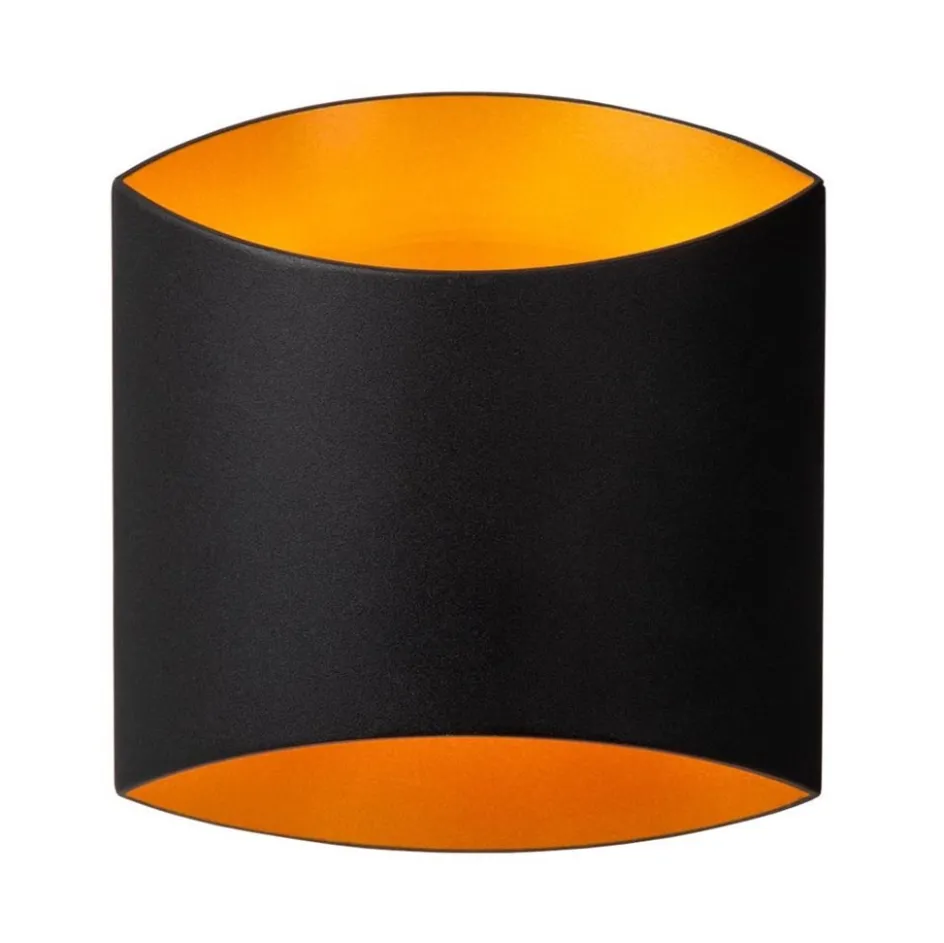 Rechthoekige wandlamp mat zwart met goud>Straluma Best