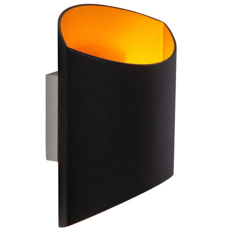 Rechthoekige wandlamp mat zwart met goud>Straluma Best