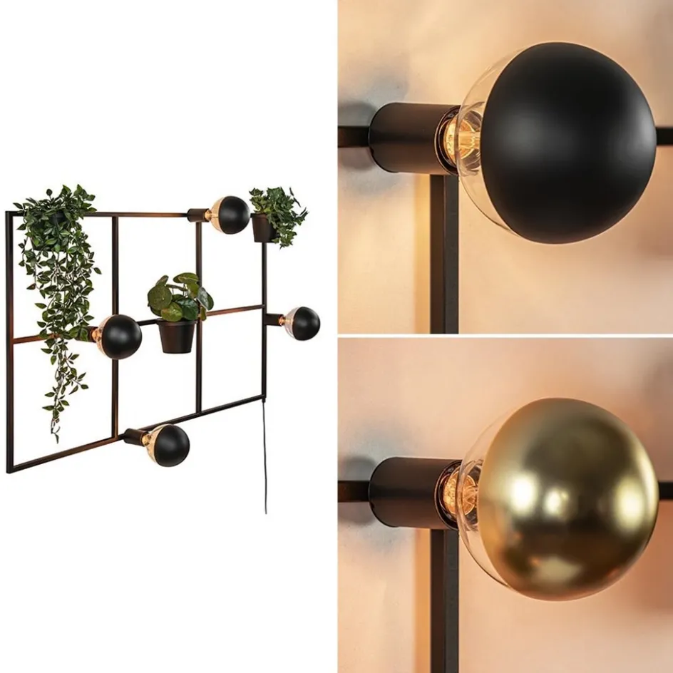 Rechthoekige wandlamp zwart frame met plantenpotten>Straluma Discount