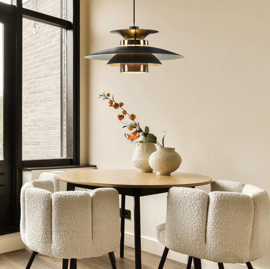 Retro hanglamp zwart met koper 50 cm>Straluma Online