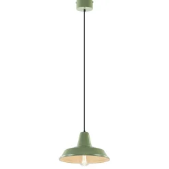 Retro metalen hanglamp groen met wit>Straluma