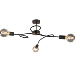 Retro plafondlamp pendel mat zwart 3-lichts>Straluma Discount