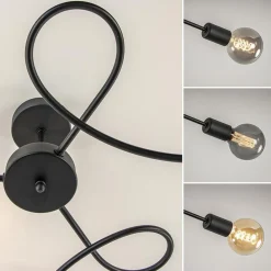 Retro plafondlamp pendel mat zwart 3-lichts><noscript><img width=