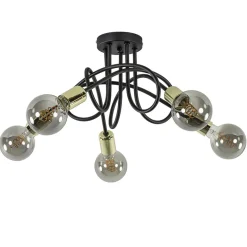 Retro plafondlamp zwart met gouden pendels>Straluma Hot