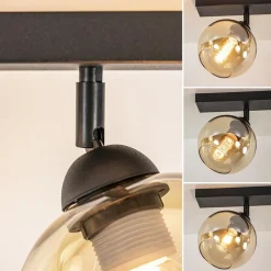 Retro plafondlamp zwart met amber glas verstelbaar></noscript>Straluma Discount