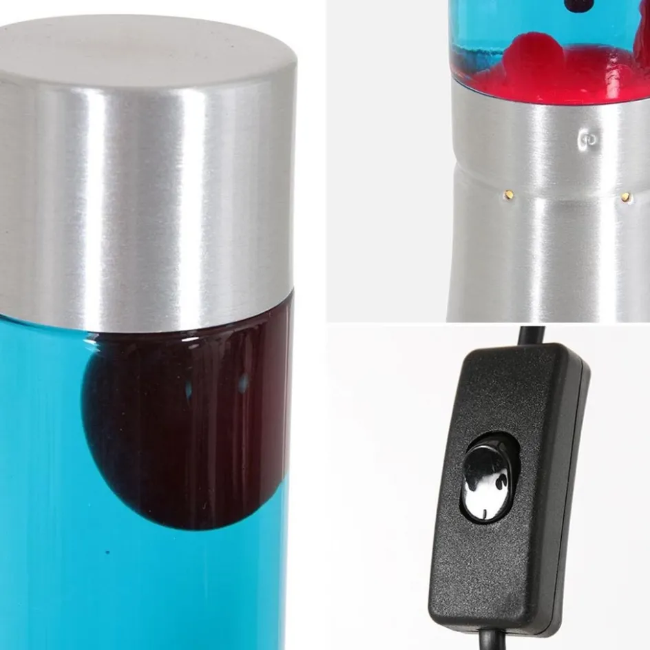 Retro tafellamp lava blauw met rood>Straluma Outlet