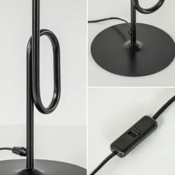 Retro tafellamp zwart met smoke/titanium glazen bol><noscript><img width=