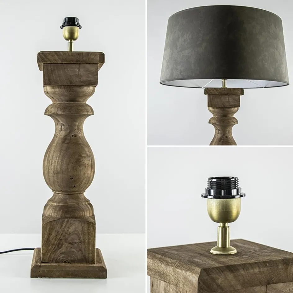 Robuuste lampvoet Cadore massief hout met brons>Straluma Clearance