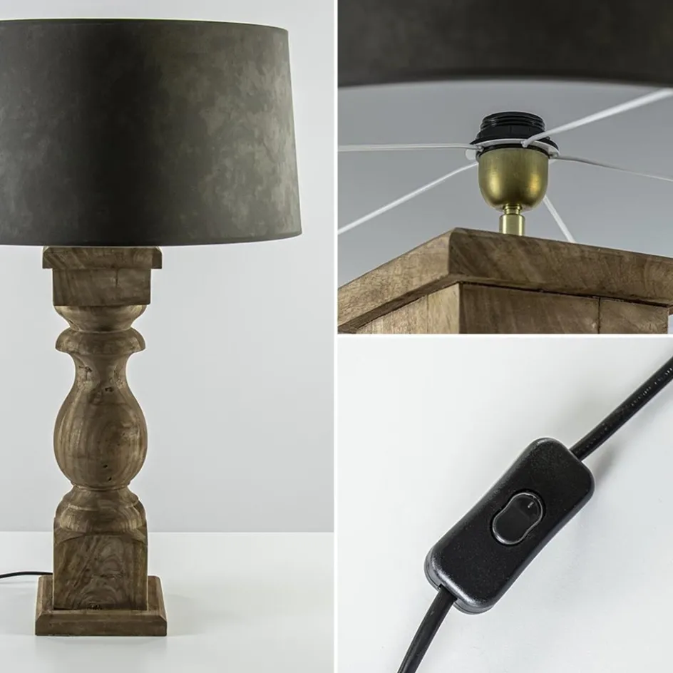 Robuuste lampvoet Cadore massief hout met brons>Straluma Clearance
