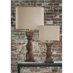 Robuuste lampvoet Cadore massief hout met brons><noscript><img width=