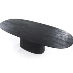 Robuuste mango houten eettafel Aron ovaal zwart><noscript><img width=