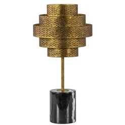 Robuuste tafelamp brons met zwart marmeren voet>Straluma