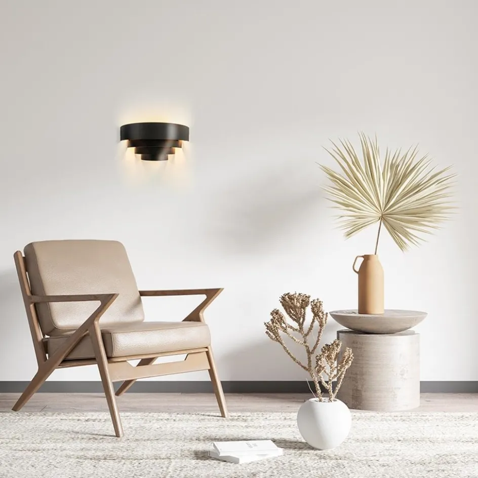 Robuuste wandlamp zwarte ringen>Straluma Hot