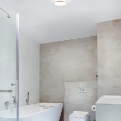 Ronde badkamer plafonnière nikkel met opaal glas><noscript><img width=