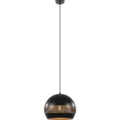 Ronde hanglamp koepel zwart/goud 40 cm>Straluma