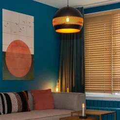 Ronde hanglamp koepel zwart/goud 40 cm><noscript><img width=