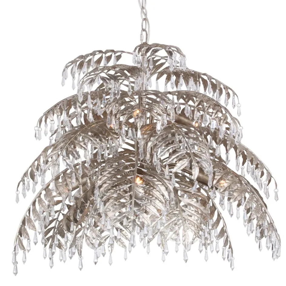 Ronde hanglamp palm ambachtelijk zilver>Straluma Online