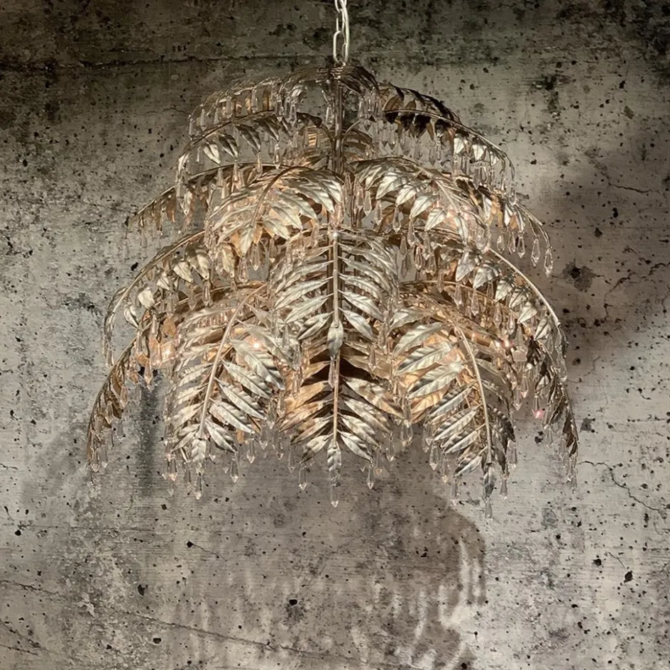 Ronde hanglamp palm ambachtelijk zilver>Straluma Online