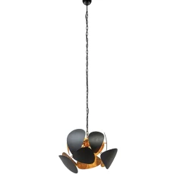 Ronde hanglamp textured black met ambachtelijk brons>Straluma