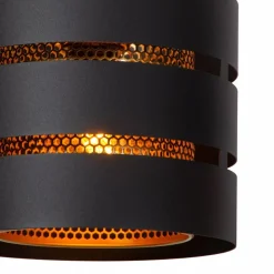 Ronde hanglamp zwart metaal met goud><noscript><img width=