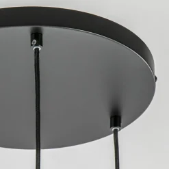 Ronde hanglamp zwart/goud met amber glas><noscript><img width=