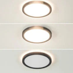 Ronde LED plafondlamp zwart met 3 licht opties IP44><noscript><img width=