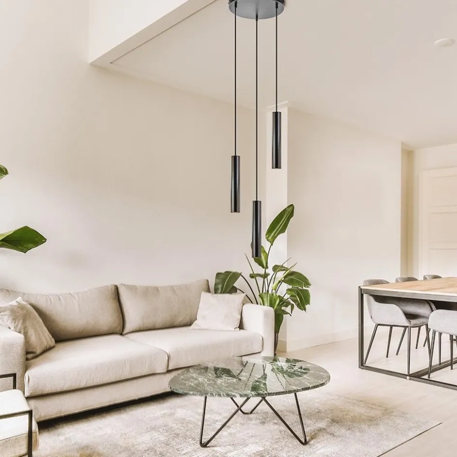 Ronde 3-lichts hanglamp cilinders mat zwart>Straluma Outlet