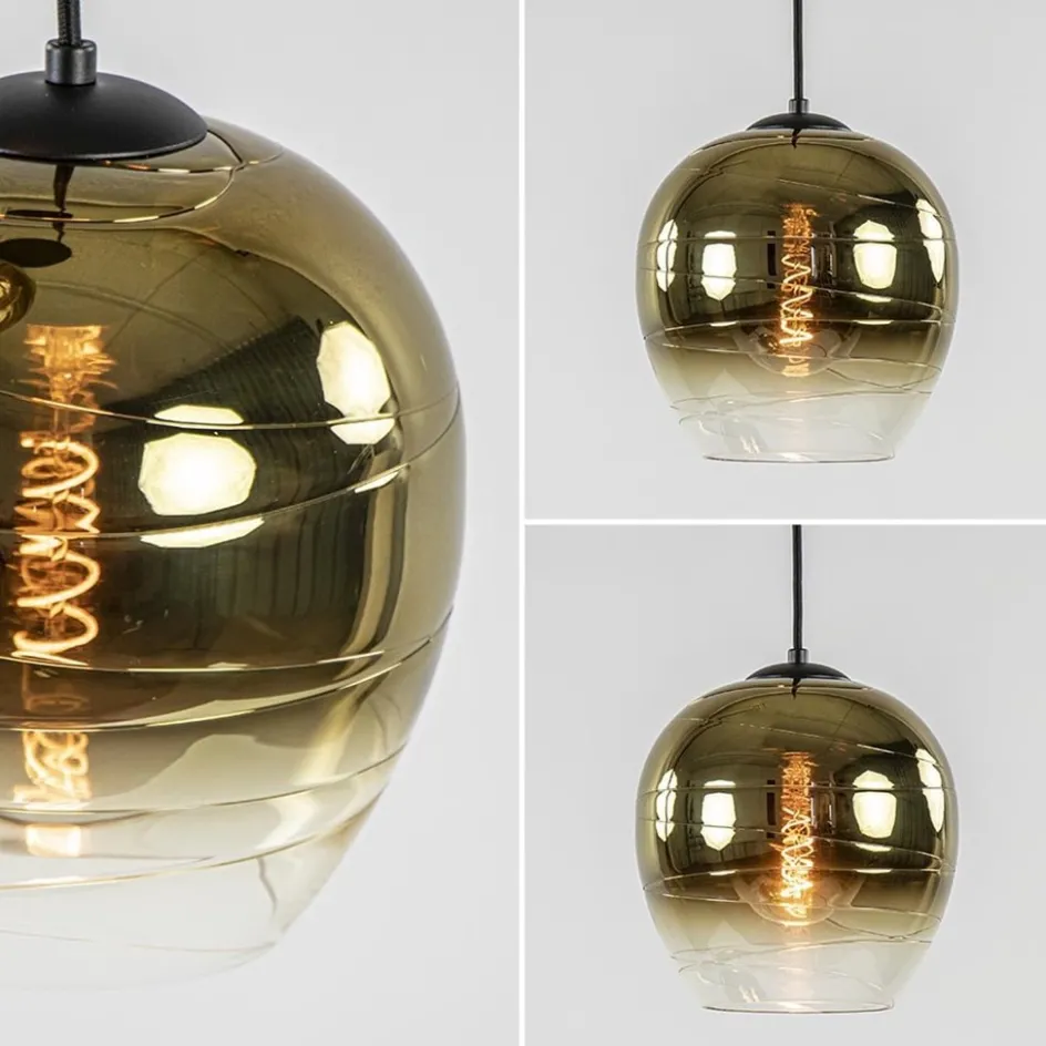 Ronde 3-lichts hanglamp golden gradient met zwart>Straluma New