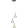 Ronde 3-lichts hanglamp zwart met smoke glas>Straluma