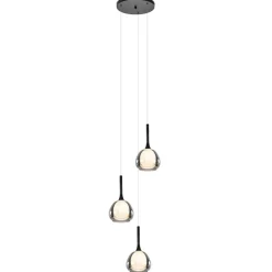 Ronde 3-lichts hanglamp zwart met smoke glas>Straluma
