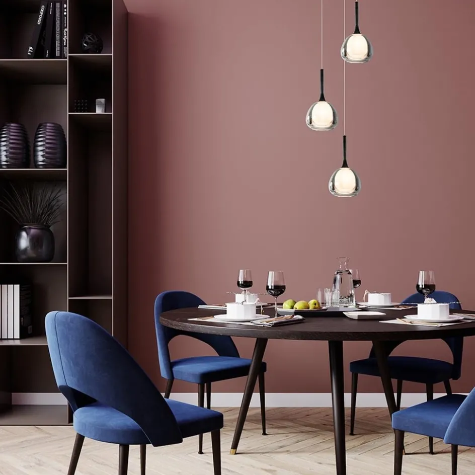 Ronde 3-lichts hanglamp zwart met smoke glas>Straluma