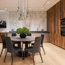 Ronde 5-lichts hanglamp zwart met nikkel><noscript><img width=