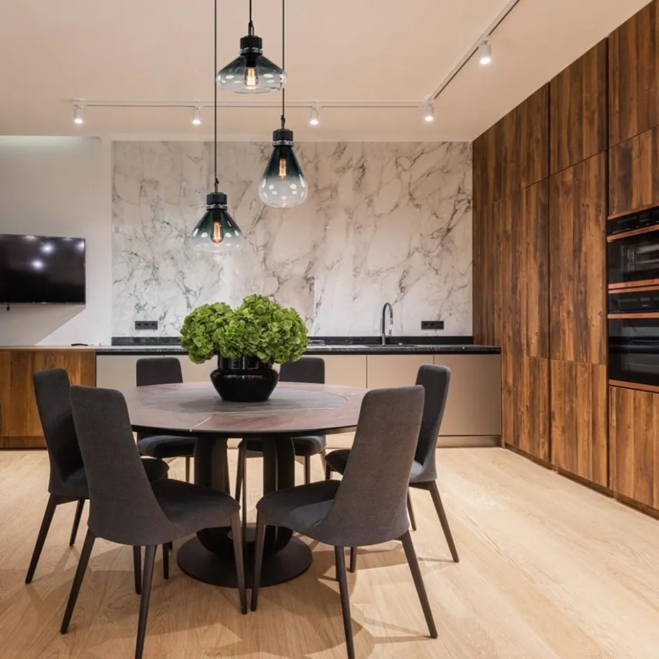 Ronde 3-lichts hanglamp zwart met smoke/helder glas>Straluma