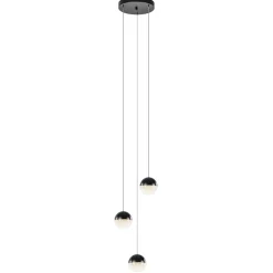 Ronde 3-Lichts LED hanglamp met zwarte bollen dimbaar>Straluma Clearance