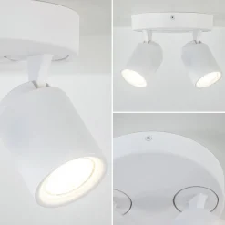 Ronde 2-lichts opbouwspot wit metaal verstelbaar></noscript>Straluma Sale