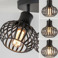 Ronde 3-lichts plafondlamp met verstelbare kappen><noscript><img width=