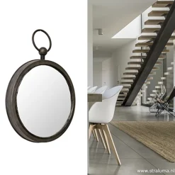 Ronde metalen spiegel zink/grijs klein></noscript>Straluma Outlet