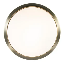 Ronde plafondlamp brons met wit glazen kap><noscript><img width=