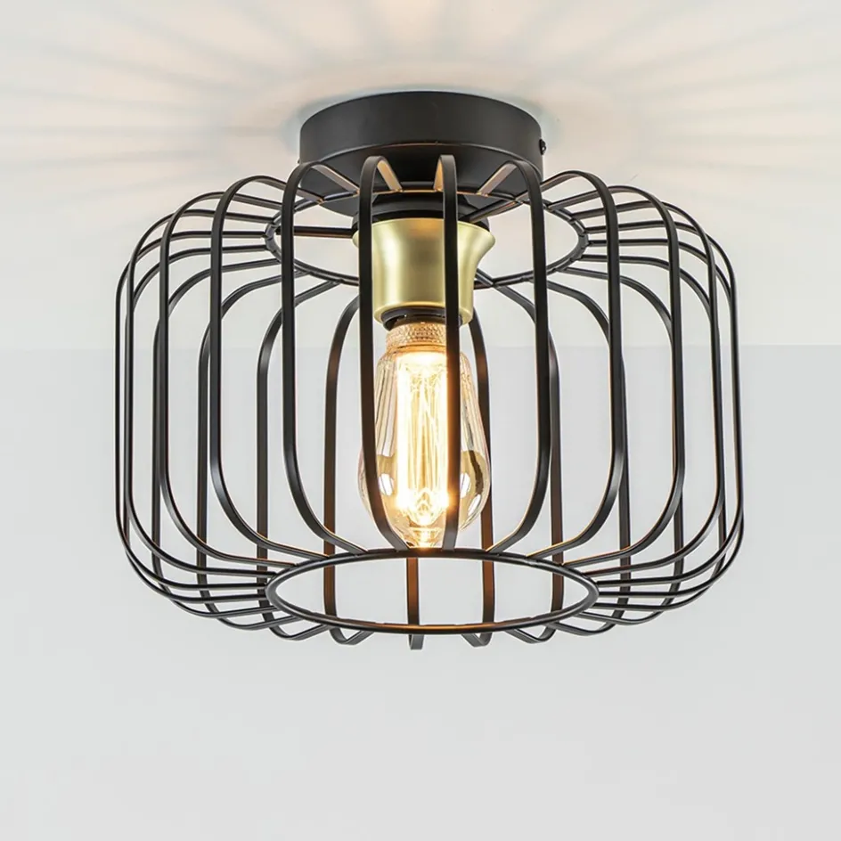 Ronde plafondlamp draad zwart met goud>Straluma Online