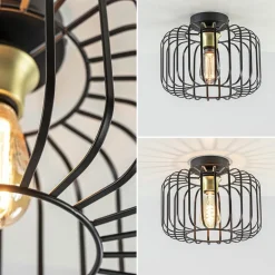 Ronde plafondlamp draad zwart met goud><noscript><img width=