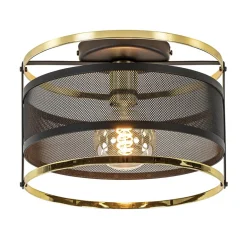 Ronde plafondlamp gaas mat zwart met hoogglans goud>Straluma Discount