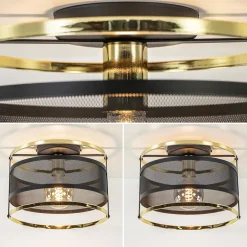 Ronde plafondlamp gaas mat zwart met hoogglans goud></noscript>Straluma Discount