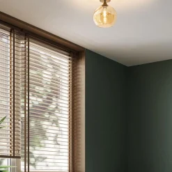 Ronde plafondlamp goud met amber glas></noscript>Straluma Discount