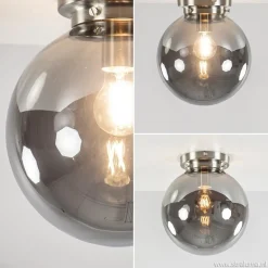 Ronde plafondlamp smokey glas met nikkel></noscript>Straluma Online