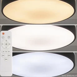 Ronde plafondlamp zwart inclusief LED en remote>Straluma Hot