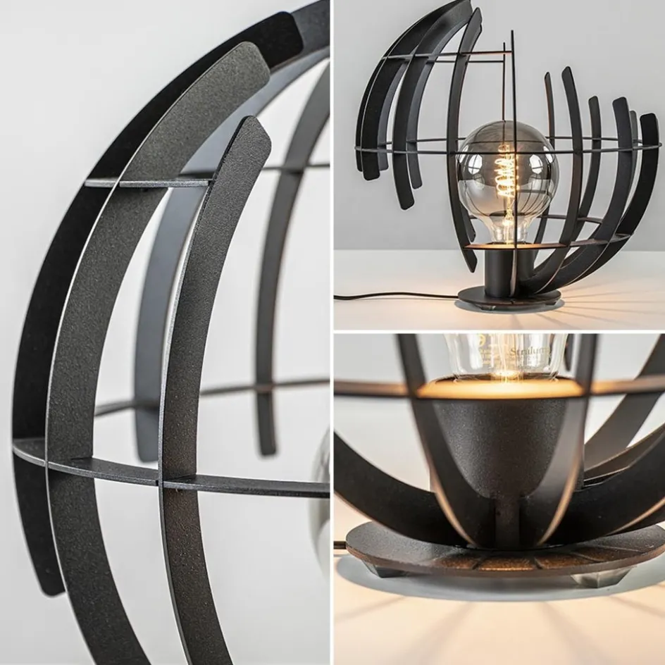 Ronde tafellamp Terra 35 cm zwart metaal>Straluma